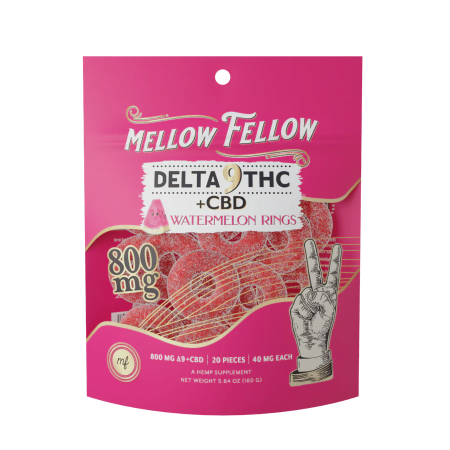 Mellow Fellow Delta 9 THC+CBD Peach Rings 800mg